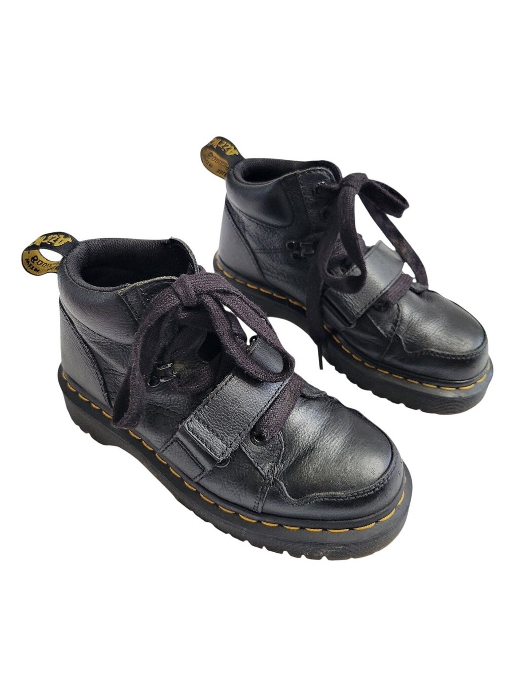 Dr. Martens Zuma II Black Leather Strap Ankle Boots Women's US 7